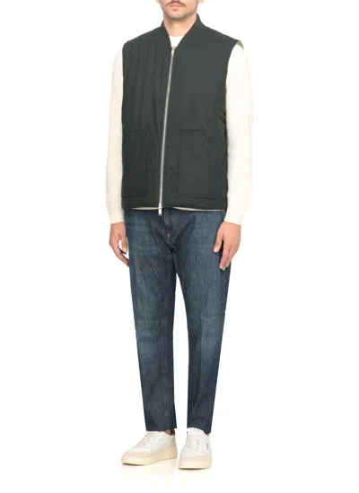 Autry Crewneck Wool Blend Vest With Logo Patch In Green