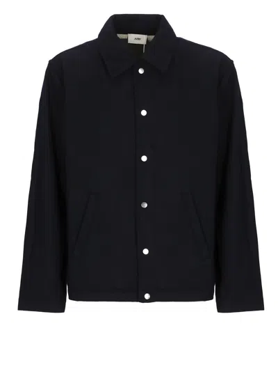 Autry Wool Blend Jacket With Classic Collar In Black