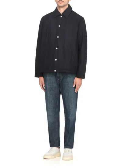 Autry Wool Blend Jacket With Classic Collar In Black