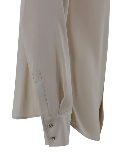 Max Mara Classic Silk Satin Shirt In Neutral