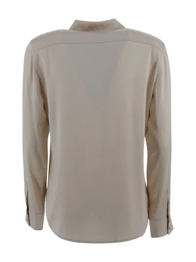 Max Mara Classic Silk Satin Shirt In Neutral