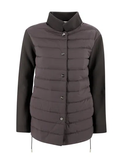Herno Padded Jacket With Fabric Sleeves In Brown