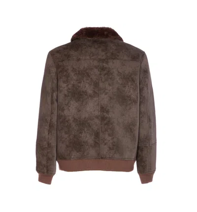 Sword 6.6.44 Sword Sword Eco-leather Biker Jacket With Shearling Collar In Brown