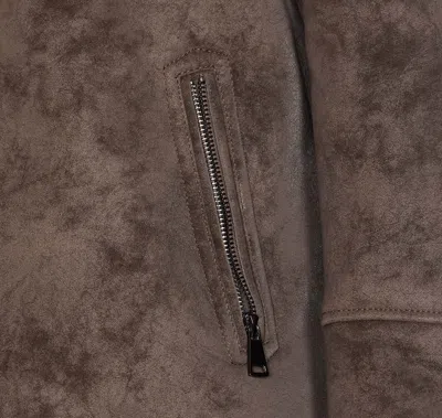 Sword 6.6.44 Sword Sword Eco-leather Biker Jacket With Shearling Collar In Brown