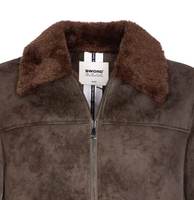 Sword 6.6.44 Sword Sword Eco-leather Biker Jacket With Shearling Collar In Brown