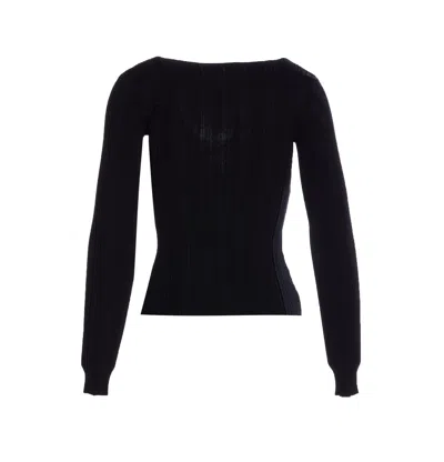 Self-portrait Black Lace Trim Knit Top In Black