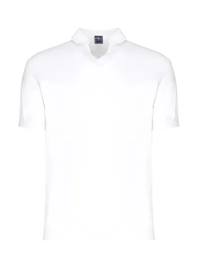 Fedeli Open Neck Polo In White