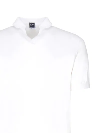 Fedeli Open Neck Polo In White