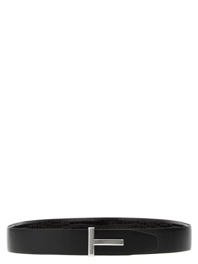Tom Ford Reversible Crocodile Leather Belt Belts Brown In Black
