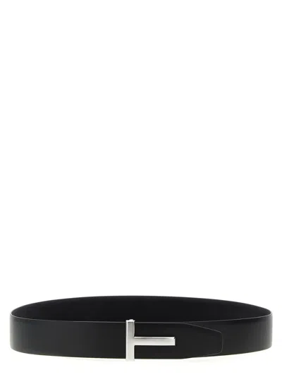 Tom Ford Logo Reversible Belt Belts Multicolor In Black