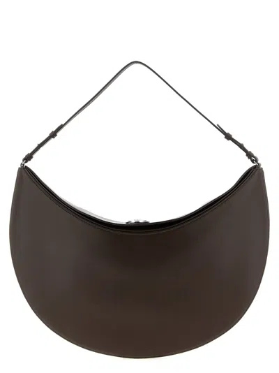 Jacquemus Le Calisso Rond Large Brown Shoulder Bag With Adjustable Strap And Embossed Logo In Leathe In Brown