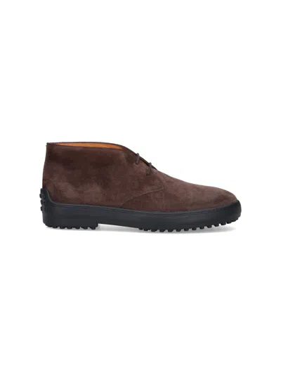 Tod's Suede Gommino Desert Boots In Brown