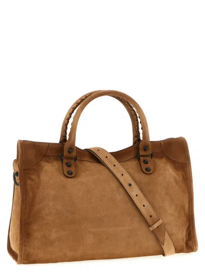 Balenciaga Women Camel Suede Medium Le City Handbag