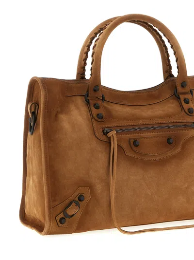 Balenciaga Women Camel Suede Medium Le City Handbag