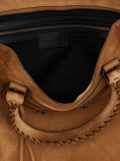 Balenciaga Women Camel Suede Medium Le City Handbag