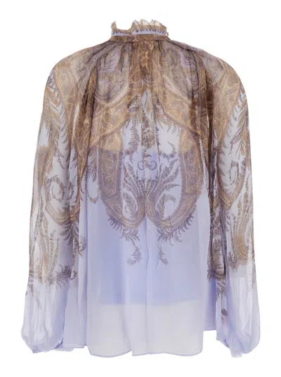 Zimmermann Blusa Hypnotic In Crepe Stampato   Donna In Blue