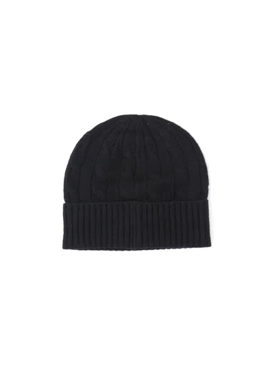 Polo Ralph Lauren Black Cable-knit Wool And Cashmere Beanie In Black
