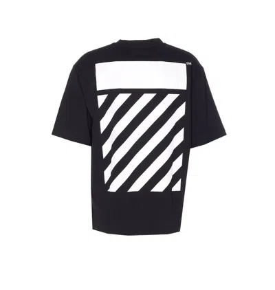 Off-white Black Crewneck T-shirt With Logo Lettering On The Front And Maxi Diagonal Motif On The Rear In Cotto In Black