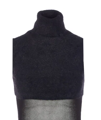 Elisabetta Franchi Midi Dress With Chain Belt And Sheer Panel In Black