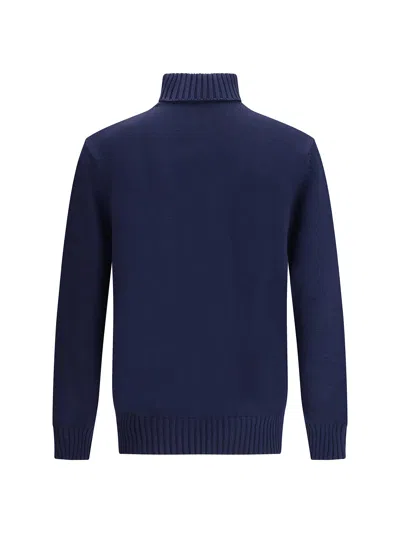 Givenchy Turtleneck Sweater In Cotton With Paris Embroidery Clothing In Blue