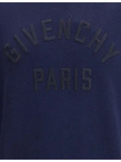Givenchy Turtleneck Sweater In Cotton With Paris Embroidery Clothing In Blue