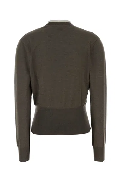 Fendi Cashmere Blend Sweater Featuring Contrast Trim In Gray