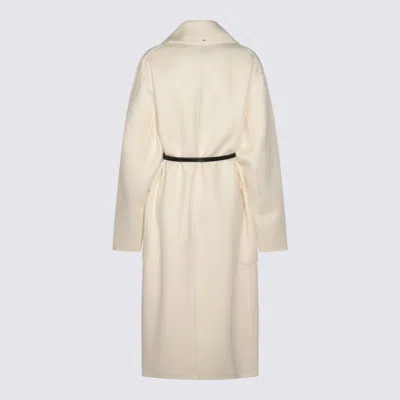 Sportmax Abate Belted Wool Long Coat In White
