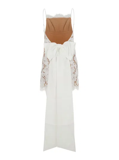 Self-portrait White Sleeveless Mini Dress With Floral Lace Embroidery And Scallop Hem In Cotton Blend Woman In White