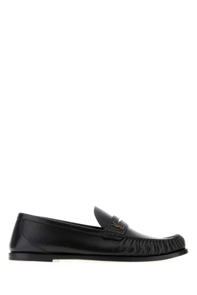 Saint Laurent Laurent Logo-embellished Leather Penny Loafers In Black