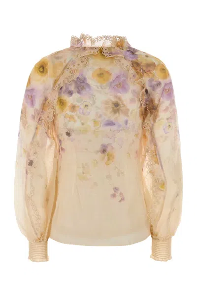 Zimmermann Printed Linen Blend Memento Shirt In Neutral