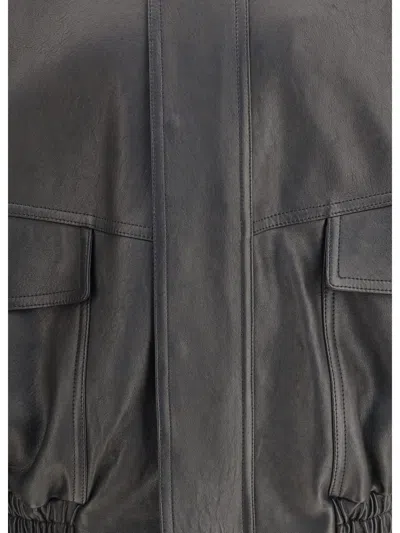 Saint Laurent Bomber Jacket In Bubbled Lambskin With Zip Clothing In Black