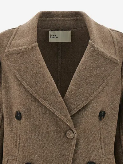 Tory Burch Wool Coat Coats And Trench Coats Beige In Brown
