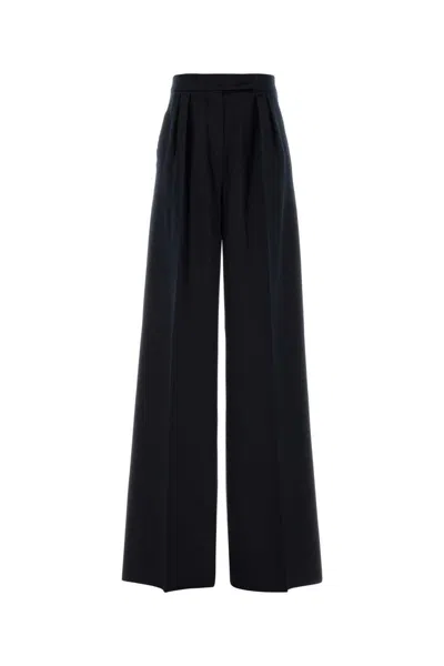 Max Mara High Waist Wide Leg Trousers With Pockets In Black