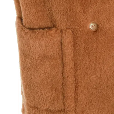 Max Mara Camel-coloured Teddy Fabric Waistcoat In Brown