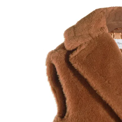 Max Mara Camel-coloured Teddy Fabric Waistcoat In Brown