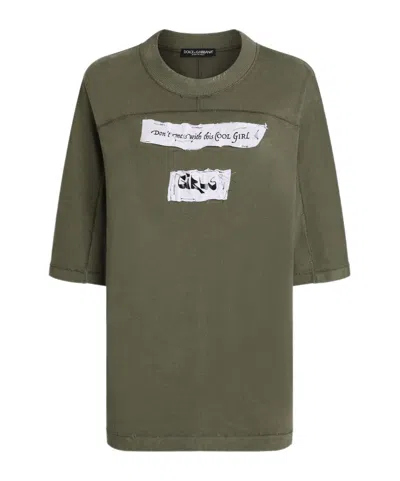 Dolce & Gabbana Jersey T-shirt With Print In Green