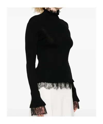 Ermanno Scervino Long Sleeve Turtle-neck Sweater In Black