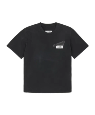 Mm6 Maison Margiela Black Logo T-shirt In Black