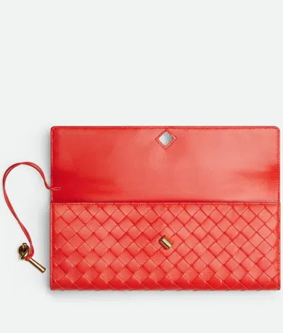 Bottega Veneta Long Andiamo Clutch Bag With Handle In Orange
