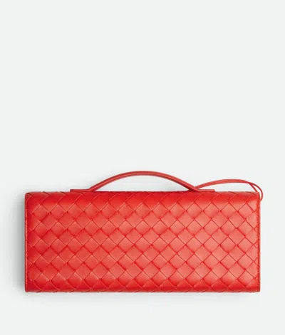 Bottega Veneta Long Andiamo Clutch Bag With Handle In Orange
