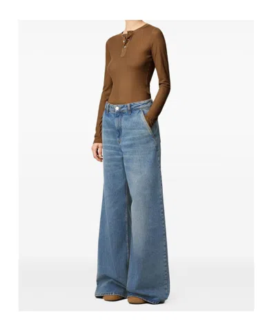 Ami Alexandre Mattiussi Wide Leg Denim Trousers Featuring Pockets In Blue