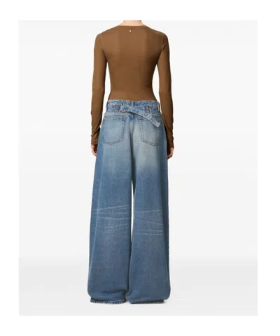 Ami Alexandre Mattiussi Wide Leg Denim Trousers Featuring Pockets In Blue