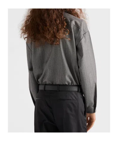 Prada Gray Overshirt With Zip In Gray