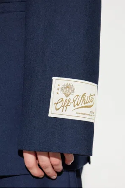 Off-white Logo-patch Single-breasted Blazer In Blue