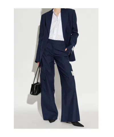 Off-white Logo-patch Single-breasted Blazer In Blue