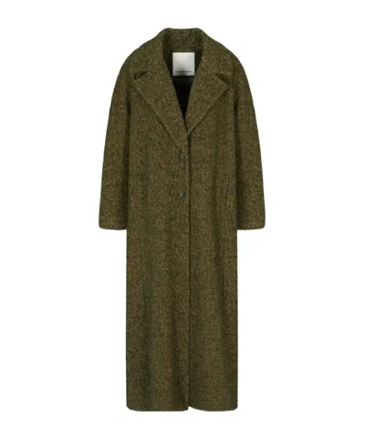 Emporio Armani Long Belted Coat Notched Lapels In Green