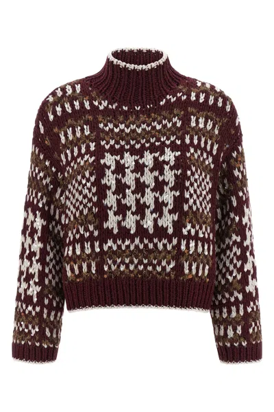 Brunello Cucinelli Mock-neck Nordic Cashmere Sweater In Brown