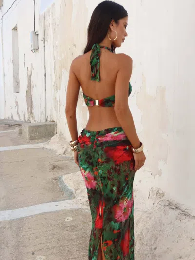 Outcast Hayami Maxi Dress Ruby Hibiscus In Multi