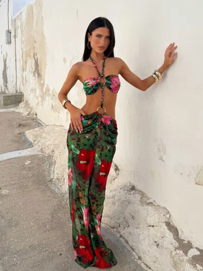Outcast Hayami Maxi Dress Ruby Hibiscus In Multi