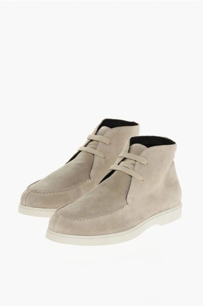 Moorer Suede Bruschi Desert Booties With Rubber Sole In Multi